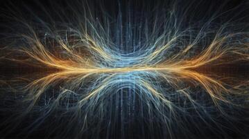Abstract Fractal Art with Glowing Lines and Reflection for Creative Projects photo