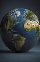 Realistic Earth Globe Rotating Showing Continents Oceans and Geographical Features photo