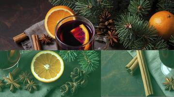Enjoying Mulled Wine with Orange and Cinnamon for a Festive Holiday photo