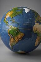 Detailed World Globe Showing Continents and Oceans for Educational Purposes photo