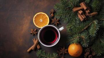 Mulled Wine with Cinnamon and Orange Festive Winter Holiday Drink photo