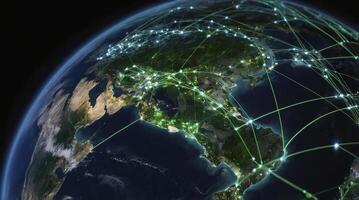 Global Network Connecting Cities on Earth Digital Connectivity Concept photo