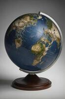 Exploring World Globe Showing Continents and Oceans on a Stand photo