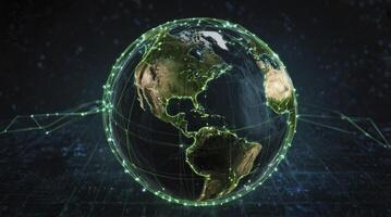 Global Network Connection Digital World Earth Globe Communication Technology Concept photo