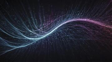 Wavy Light Streaks Flowing Abstract Background in Dark Space photo