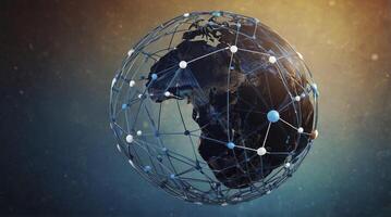 Earth Globe Connected by Network Illustrating Global Communication and Technology photo