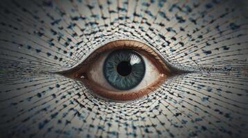 Close-up of Human Eye with Abstract Geometric Pattern Design photo