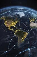 Global Network Connection with Earth View From Space for Communication Concept photo