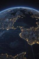 Earth From Space Showing City Lights and Connections at Night photo