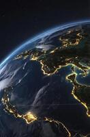 Earth at Night View From Space Showing Europe and Central America photo