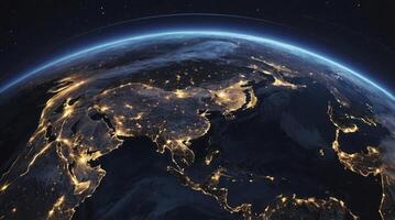 Earth at Night City Lights of Asia From Space View photo