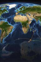 Earth Globe Showing Africa and Europe with Data Network Connection photo