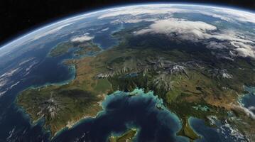 Earth View From Space Showing Europe and Surrounding Water Bodies photo