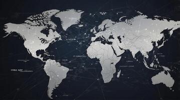 World Map Digital Network Connecting Continents Global Communication Concept photo
