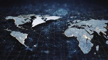 World Map Depicting Global Connections and Network Technology Concept Art photo