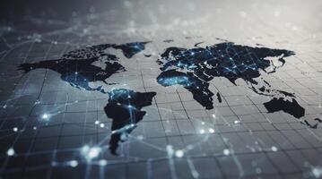 Exploring Global Connectivity Network World Map Concept with Data Points photo