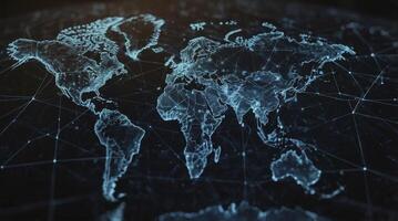 Global Network Connecting World Map Depicting Communication and Modern Technology photo