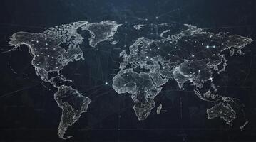 World Map Network Connection Digital Illustration Globe Connectivity Concept photo