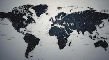 World Map Network Connectivity Graphic Global Connections and Locations Data photo