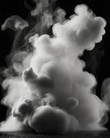Abstract White Smoke Billowing on Dark Background for Artistic Concepts photo
