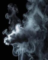 Elegant White Smoke Rising Against Black Background, Abstract Motion Effect photo