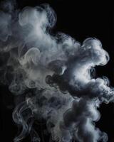 Swirling Smoke Plume on Black Background with Ethereal Texture photo