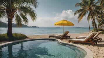 Idyllic Tropical Beachfront Resort with Swimming Pool and Palm Trees photo