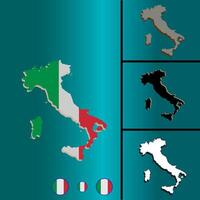 icon set flag map of Italy on blue gradient background vector