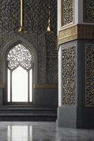 Interior Design Featuring Ornate Islamic Architecture with Elegant Detailing and Lighting photo