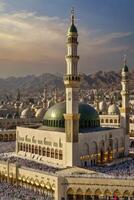 Aerial View of Masjid Nabawi Mosque in Medina Saudi Arabia photo