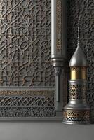 Detailed Islamic Architecture Still Life with Column, Lantern, and Wall photo