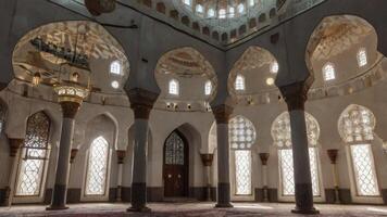 Interior of Mosque Featuring Arches and Pillars Creates a Serene Atmosphere photo