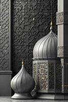 Elegant Islamic Architecture Model with Intricate Designs and Dome Decoration photo