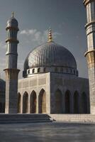 Majestic Mosque with Dome and Minarets Against a Cloudy Sky photo