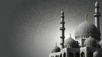 Magnificent Mosque Architecture with Intricate Details and Golden Minaret Accents photo