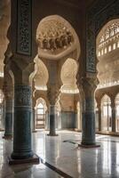 Ornate Architectural Interior with Arches and Columns Bathed in Light photo