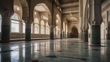 Inside the Mosque Hassan Ii Showcasing Islamic Architecture with Detailed Designs photo