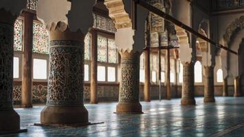 Interior View of an Ornate Mosque with Columns and Decorative Details photo