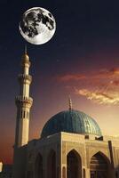 Mosque Under Moonlit Sky with Dramatic Clouds Religious Architecture View photo
