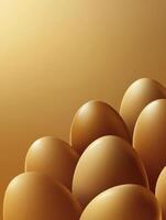 Group of Golden Eggs on Gold Background Representing Wealth and Prosperity photo