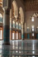 Exploring Islamic Architecture Grand Interior with Columns and Ornate Details photo