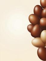 Pile of Chocolate Easter Eggs on Beige Background for Holiday Celebrations photo