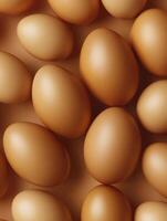 Close-up of Brown Eggs on Beige Background Food Photography Still Life photo