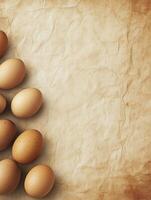 Eggs on Textured Beige Background Perfect for Easter Baking Recipes photo