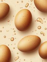 Fresh Brown Eggs with Water Droplets Top View Ingredient Preparation photo