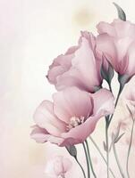 Delicate Pink Flowers Art Illustration with Dreamy Background and Soft Lighting photo