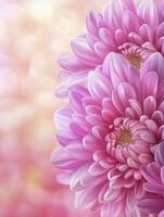 Blooming Pink Chrysanthemum Flower Close-up with Soft Bokeh Background Illustration photo