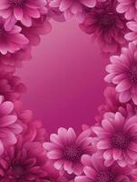 Pink Floral Frame with Elegant Gradient Background for Invitations or Greetings photo