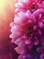 Close-up of Pink Dahlia Flowers Blooming with Soft Lighting Effect photo