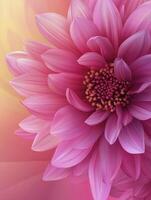Close-up of a Pink Flower with Delicate Petals and Warm Light photo